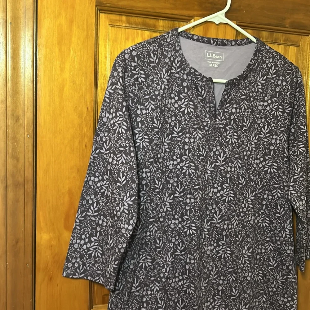 L.L.Bean Tee Women’s Three-Quarter-Sleeve Splitneck Tunic Print - Picture 6 of 9
